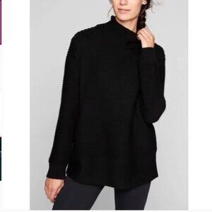 Athleta Ravine Merino Wool Funnel Sweater Black